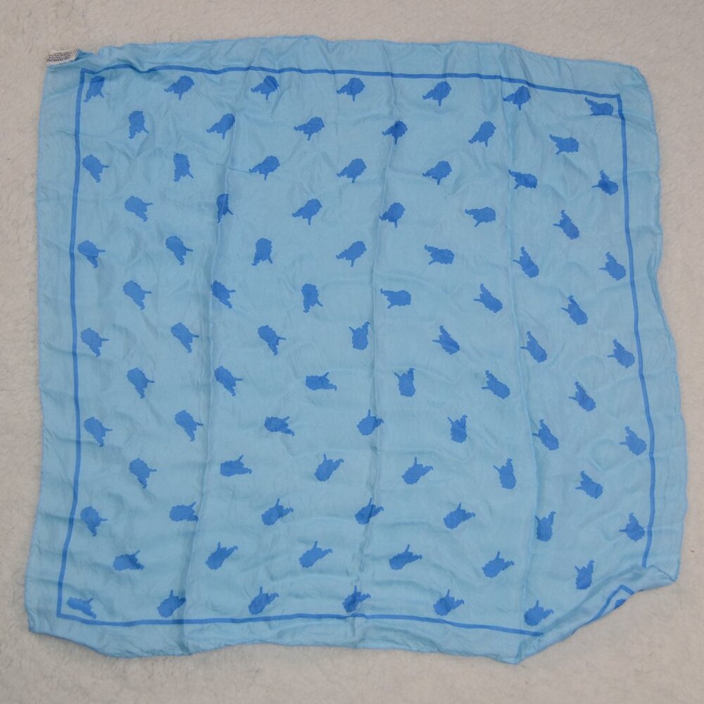 Vintage scarf, The Diamond West Virginia blue silk blend vintage square scarf